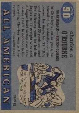 1955 Topps All American #90 Charlie O'Rourke RC back image