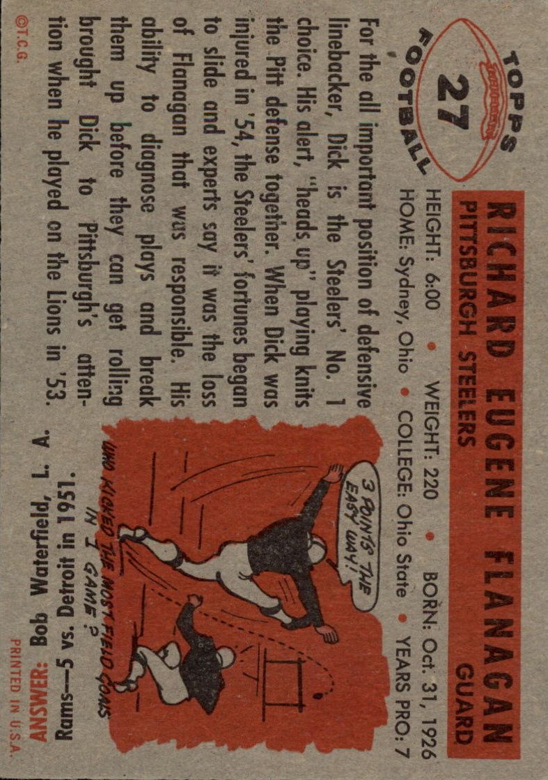 1956 Topps #27 Dick Flanagan RC back image