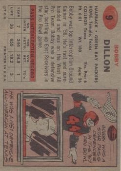 1957 Topps #9 Bobby Dillon back image