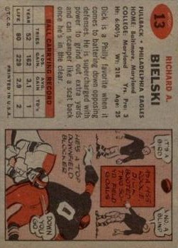 1957 Topps #13 Dick Bielski back image