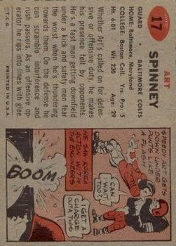 1957 Topps #17 Art Spinney back image