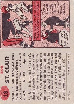 1957 Topps #18 Bob St. Clair back image