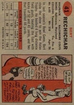 1957 Topps #41 Bert Rechichar back image