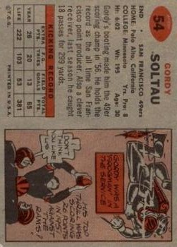 1957 Topps #54 Gordy Soltau back image