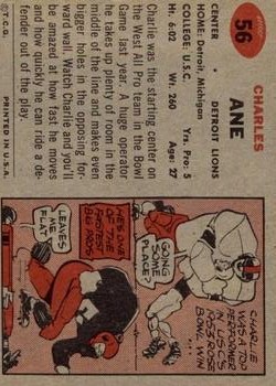 1957 Topps #56 Charlie Ane back image