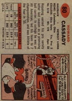 1957 Topps #80 Howard Cassady RC back image