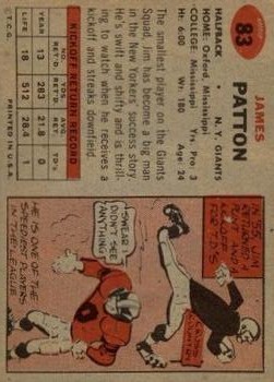1957 Topps #83 Jim Patton RC back image