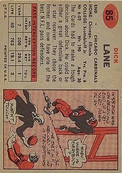 1957 Topps #85 Dick Lane RC back image