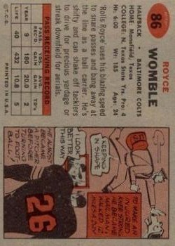 1957 Topps #86 Royce Womble back image