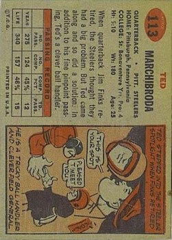 1957 Topps #113 Ted Marchibroda DP back image