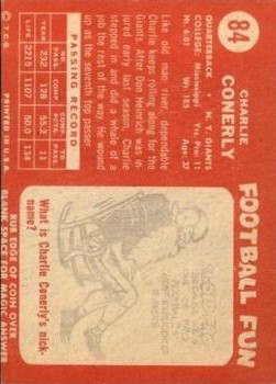 1958 Topps #84 Charley Conerly back image