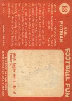 1958 Topps #88 Earl Putman RC back image
