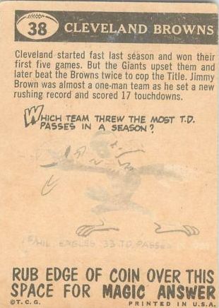 1959 Topps #38 Browns Pennant back image