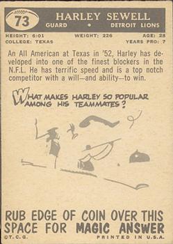 1959 Topps #73 Harley Sewell back image
