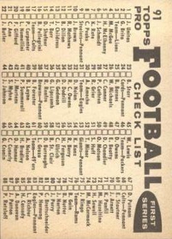 1959 Topps #91 Washington Redskins CL back image