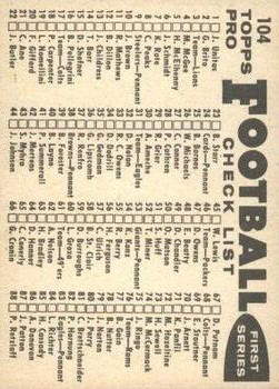 1959 Topps #104 Chicago Bears CL back image