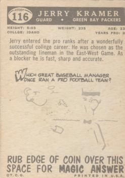 1959 Topps #116 Jerry Kramer RC back image