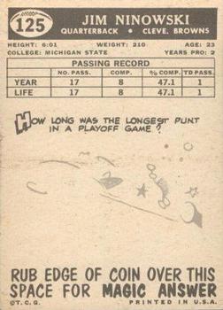 1959 Topps #125 Jim Ninowski RC back image