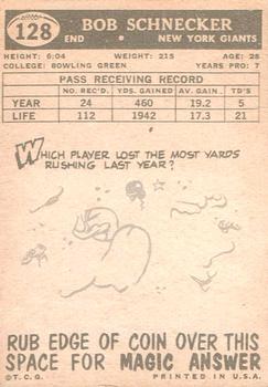 1959 Topps #128 Bob Schnelker back image