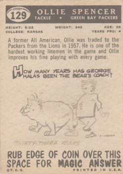 1959 Topps #129 Ollie Spencer RC back image