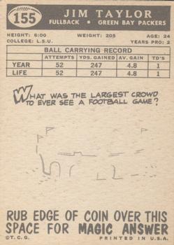 1959 Topps #155 Jim Taylor UER RC back image