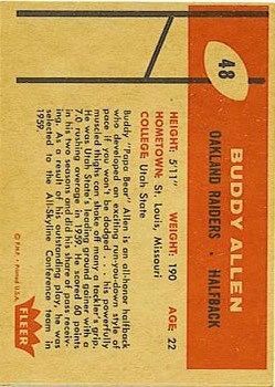 1960 Fleer #48 Buddy Allen RC back image