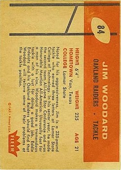 1960 Fleer #84 Jim Woodard RC back image