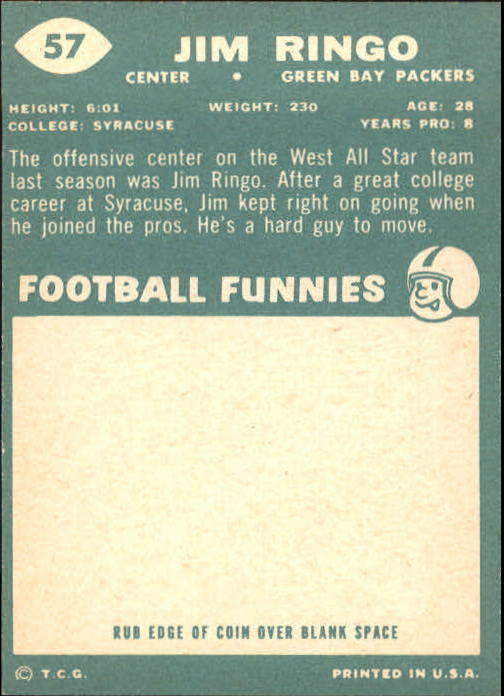 1960 Topps #57 Jim Ringo back image