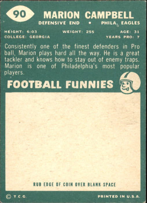 1960 Topps #90 Marion Campbell back image