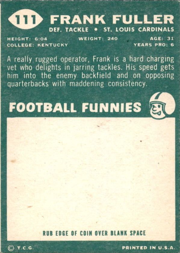1960 Topps #111 Frank Fuller RC back image