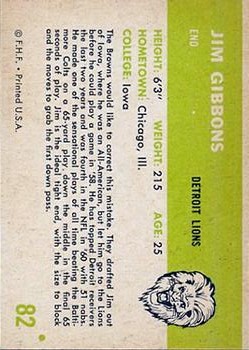 1961 Fleer #82 Jim Gibbons back image