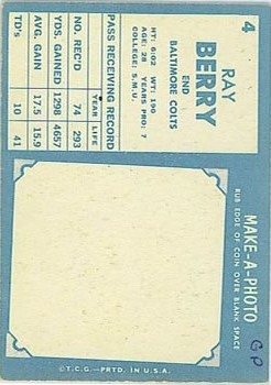 1961 Topps #4 Raymond Berry back image