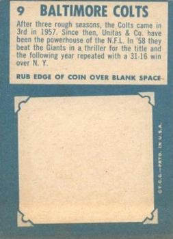 1961 Topps #9 Baltimore Colts back image