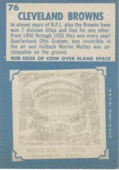 1961 Topps #76 Cleveland Browns back image
