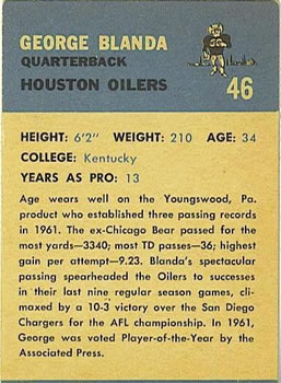 1962 Fleer Football Card #46: George Blanda