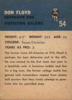 1962 Fleer #54 Don Floyd back image