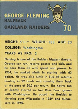 1962 Fleer #70 George Fleming RC back image
