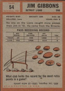 1962 Topps #54 Jim Gibbons back image