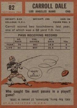 1962 Topps #82 Carroll Dale RC back image