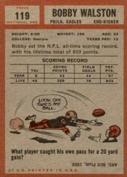 1962 Topps #119 Bobby Walston back image