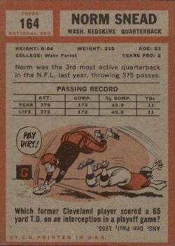 1962 Topps #164 Norm Snead SP RC back image