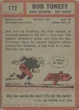 1962 Topps #172 Bob Toneff back image