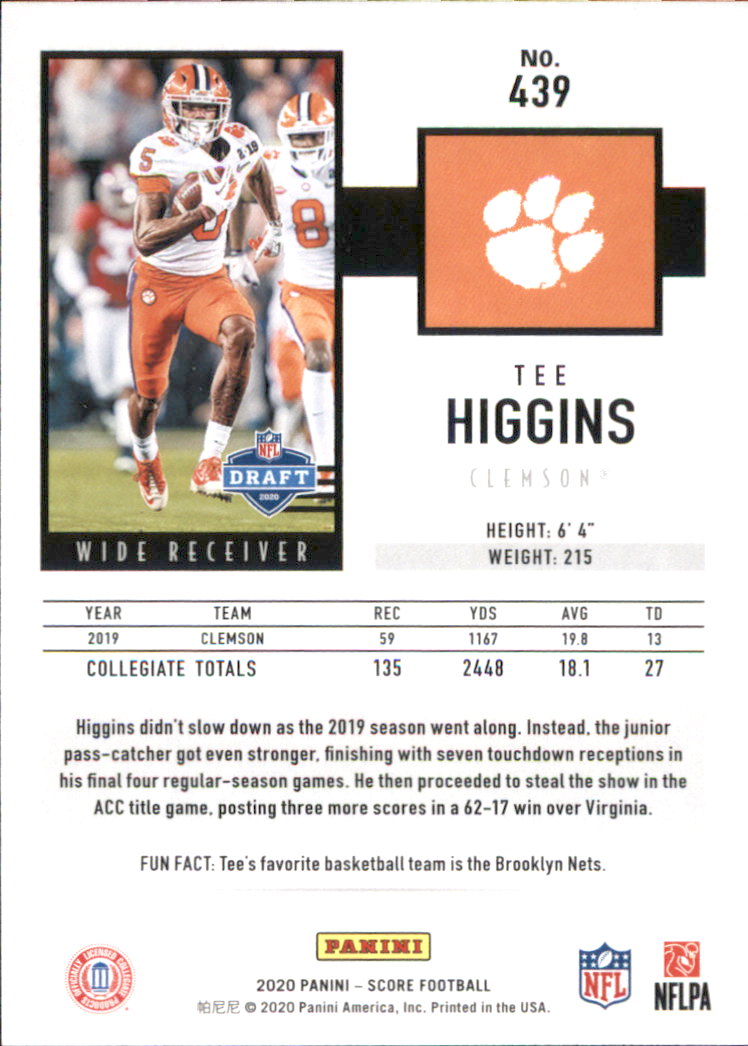 A8213- 2020 Score Football Cards 266-440 +Rookies -You Pick- 15+ FREE US SHIP - Picture 281 of 283