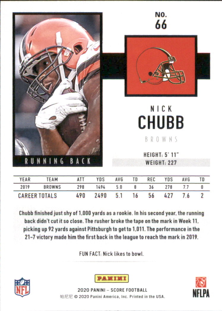 2020 Score #66 Nick Chubb back image