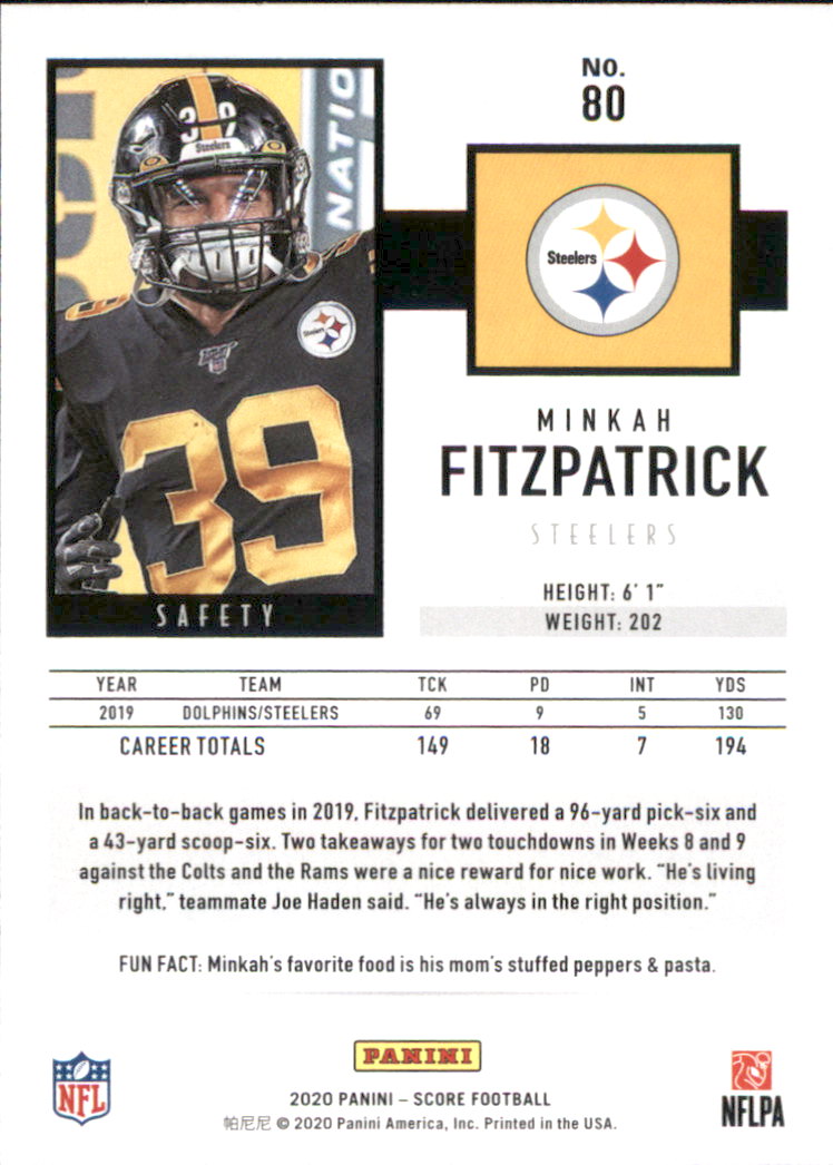 2020 Score Football Card Pick (Base) 1-250