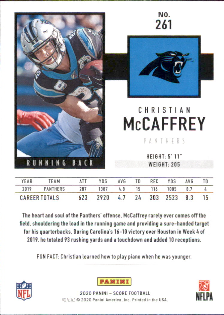 2020 Score Football #261 Christian McCaffrey | eBay
