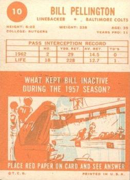 1963 Topps #10 Bill Pellington back image