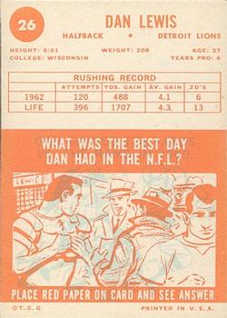 1963 Topps #26 Dan Lewis back image