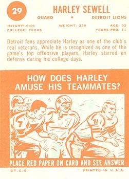 1963 Topps #29 Harley Sewell back image
