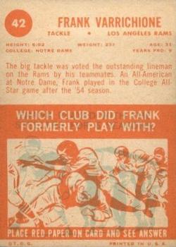 1963 Topps #42 Frank Varrichione back image